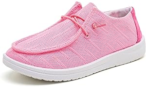 Betrue Kids Boys Girls Breathable Loafers Slip-On Casual Canvas Boat Shoes Lightweight Lace Up Loafers(Little Kid/Big Kid)