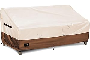 Jin Hrtoyi 3-Seater Outdoor Furniture Covers Waterproof,76"Wx32"Dx31"H Inches Outdoor Couch Cover, Heavy Duty Patio Furniture Covers,Beige&Brown