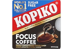 Kopiko Focus Coffee Candy – Have 80mg Caffeine per 2 Pieces for Energy & Mental Focus – Sugar-Free Hard Candy with Real Indonesian Coffee Extract (6 Pack w/4 Candies Each)