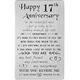 TANWIH Karte Zum 17. Hochzeitstag – Gravierte Metallkarte Für Die Ehefrau, Mit Liebevoller Botschaft (8,6x5,4 Cm)