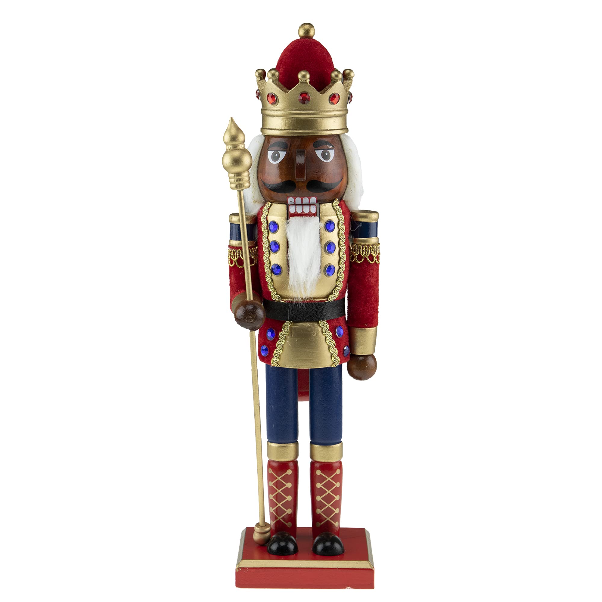 Photo 1 of **INCOMPLETE** Clever Creations African American Red King 14 Inch Traditional Wooden Nutcracker, Festive Christmas Décor for Shelves and Tables