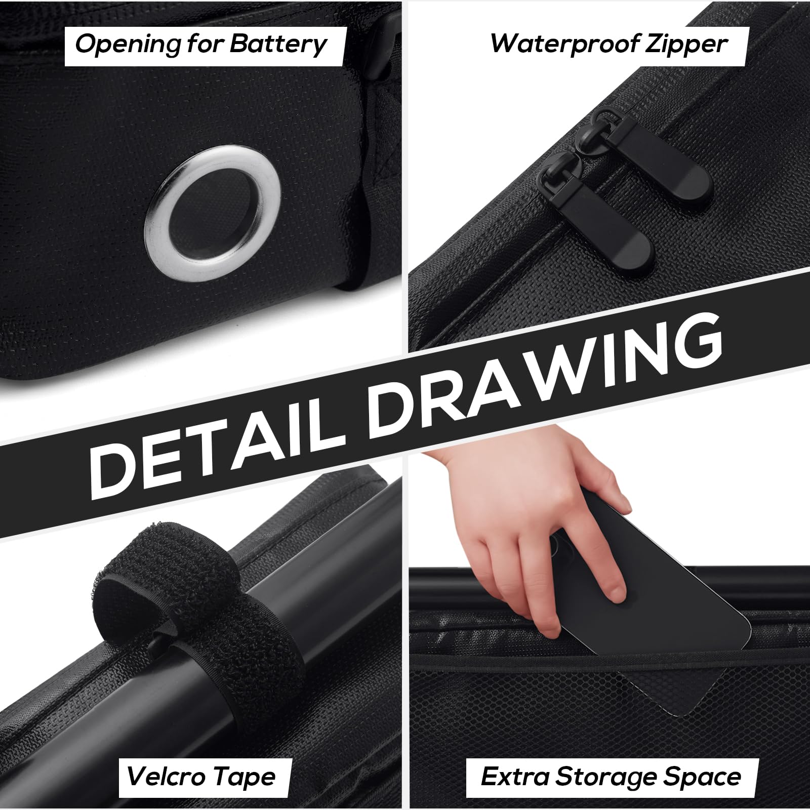 FLASLD Fireproof Electric Scooter Battery Hanging Bag, 15.3 x 5.9 x 4in Ebike Battery Bag, Electric Bike Bicycle Saddlebag, Storage Ebike Bag