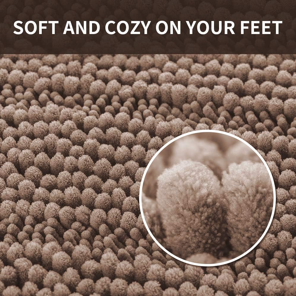 IM Home Extra Thick Bathroom Rugs Mat Brown Taupe 23"x35" Soft Chenille Bath Rugs Non Slip, Absorbent Shaggy Bath Mats for Bathroom, Toilet Rugs Machine Washable: Kitchen & Dining