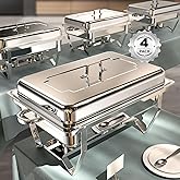 Chafing Dishes for Buffet 4 Pack, 9QT [No Fingers Cut] Roll Edge Designed Chafing Dish Buffet Set [Mirror-Like Polished Finish] Food Warmers for Parties, Birthday, Holiday Parties, Church Events, etc
