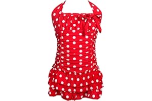 qyqkfly Polka Dot Girls Kids Bathing Suits Adjustable Swimsuits (FBA)