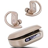 occiam Active Noise Cancelling Wireless Earbuds Bluetooth Headphones Ear Buds 96Hrs Playback Clear Call Waterproof Earphones with Ear Hook Microphones for Sport Running Off-White