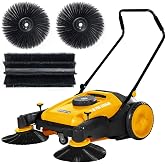 LUSHIJIE Industrial Walk-Behind Hand Push Floor Sweeper, 41" Cleaning Width | 55L Waste Bin, Commercial Manual, Labor-Saving Non-Electric &amp; Quiet, 45000 SqFt/H, Warehouse Factory Parking Indoor &amp; Outdoor