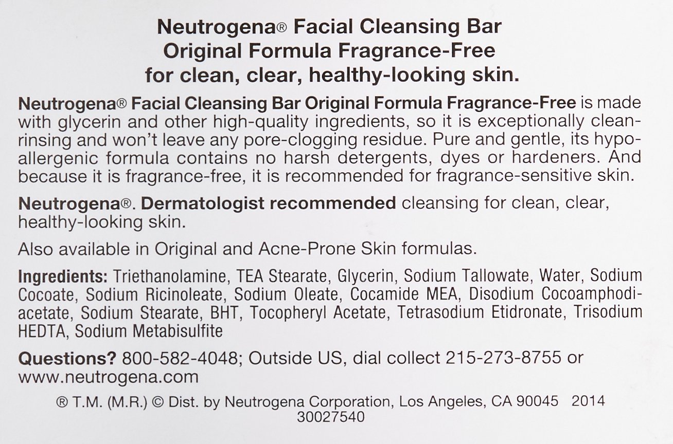 NEUTROGENA Original Formula Facial Bar, Fragrance Free 3.5 oz.: Beauty