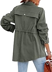 Ebifin Women's Military Anorak Jacket Zip Up Snap