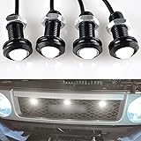 Boigoo 4X Auto Front Grill Lights White LED Bolt