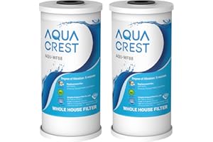 AQUA CREST FXHTC 5 Micron 10" x 4.5" Whole House Water Filter Replacement for GE FXHTC, GXWH40L, American Plumber W10-PR, W10-BC, Culligan RFC-BBSA, GXWH35F, W50PEHD, Pentek R50-BB, Pack of 2