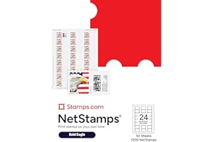 NetStamps Printable Postage Stamps (Stamps.com Subscription Required) – Print Custom USPS Postage at Home – Compatible with Inkjet & Laser Printers – Not Pre-Paid Stamps (Bald Eagle, 5 Sheets)