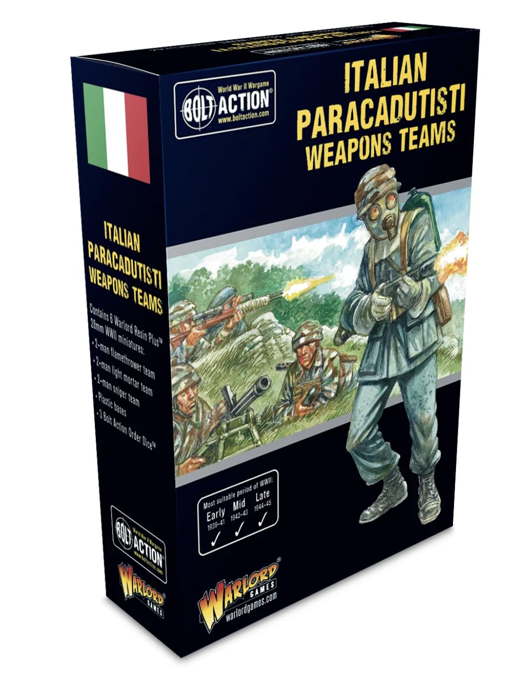 Warlord Games, Italian Paracadutisti weapons teams, scale miniatures