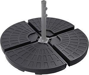 Sunnyglade 18.9" 4Pcs 13L Fan Shaped Water or Sand Filled Umbrella Base/Fan Style Self-Filled Cantilever Offset Umbrella Base Stand Suitable for All Kinds of Cross Tiles (Black)