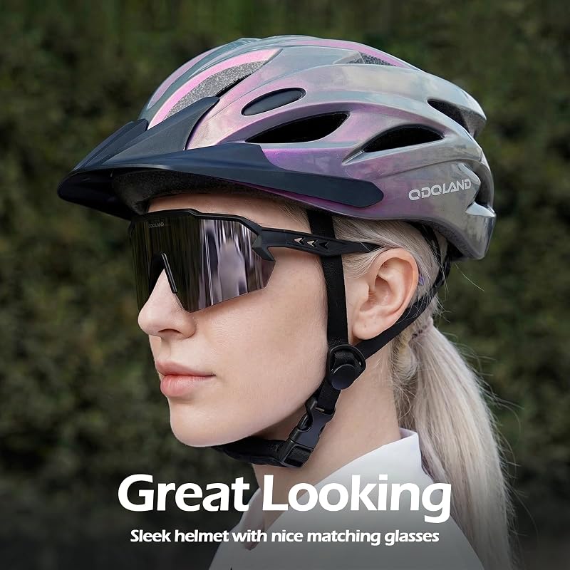 Fahrradhelm mit Fahrradbrille Set, Rennradhelm für Herren und Damen
