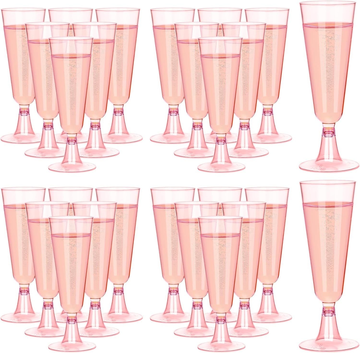 Photo 1 of mwellewm 100 Pcs Plastic Champagne Flutes, Disposable Clear Champagne Glasses 5oz Plastic Wine Glasses, Assemble Champagne Cups for Party Wedding Cocktail Cups (Clear Pink)