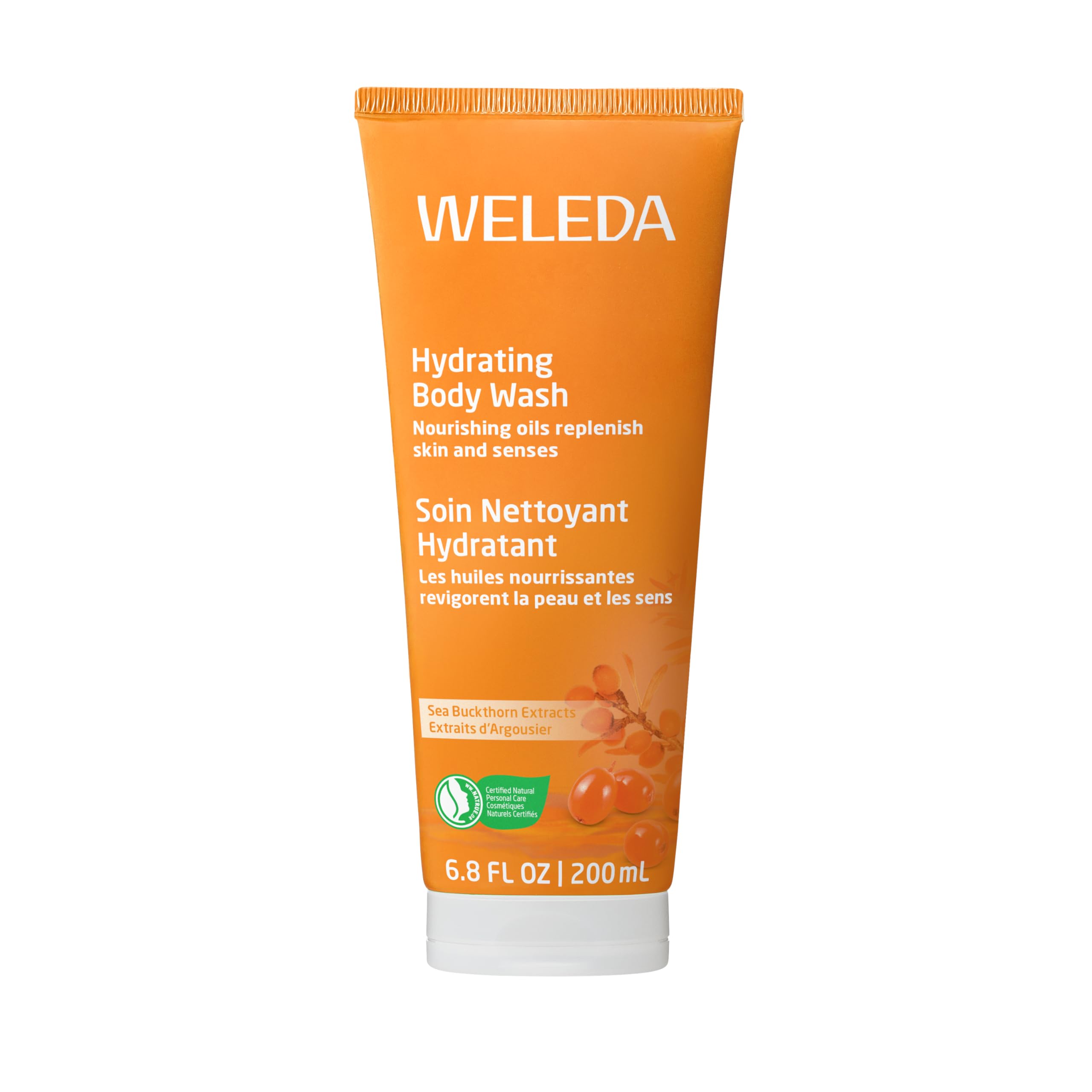 Weleda Shower Gel with Sea Buckthorn, Creamy Body Wash, For Women & Men, Cleanse & Vitality, Paraben & SLS Free, Certified Natural, Organic, Vegan, 200 ml