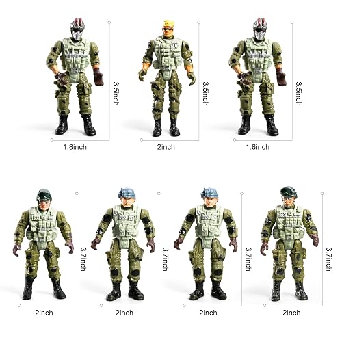 JASSKKBO 78-in-1 Army Men Toys For Boys 4-7 & 8-12, Includes Army Base, Action Figures, Truck, Tank, Helicopter, Kayak Boat, Parachutes, Base Play Map - Boys' Birthday Gift & Party Favors In