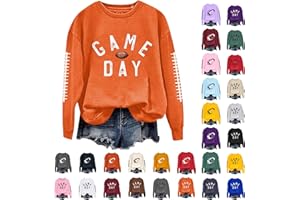 BAOQIN Game Day Football Sweatshirts For Women - Long Sleeve Football Shirts, Cute Cheer Mom Shirt, Crewneck Pullover Tops