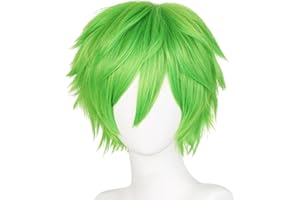 LABEAUTÉ Max Beauty Unisex Green Wig, Anime Short Cosplay Wigs With Bangs Heat Resistant Hair for Party and Halloween for Gift + Free Cap