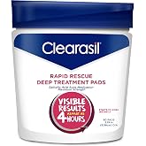 Clearasil Rapid Rescue Deep Treatment Acne Face Pads, Maximum Strenght with 2% Salicylic Acid Acne Treatment Medicine, 90 Count