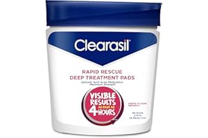 Clearasil Rapid Rescue Deep Treatment Acne Face Pads, Maximum Strenght with 2% Salicylic Acid Acne Treatment Medicine, 90 Count