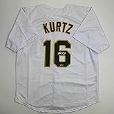 Facsimile Autographed Nick Kurtz Oakland White Reprint Laser Auto Baseball Jersey Size Men's XL