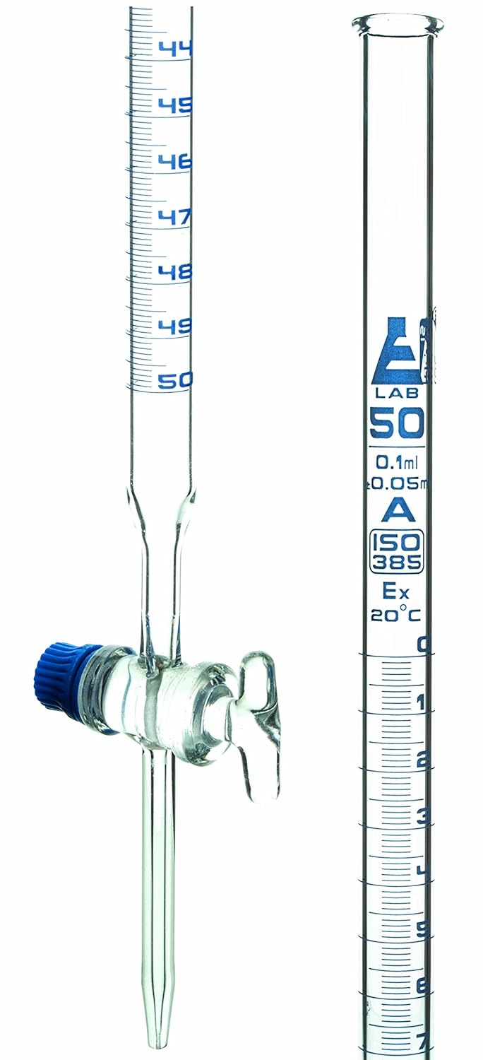 Class A 50mL Borosilicate Burette 0.1mL Graduations 0.05mL