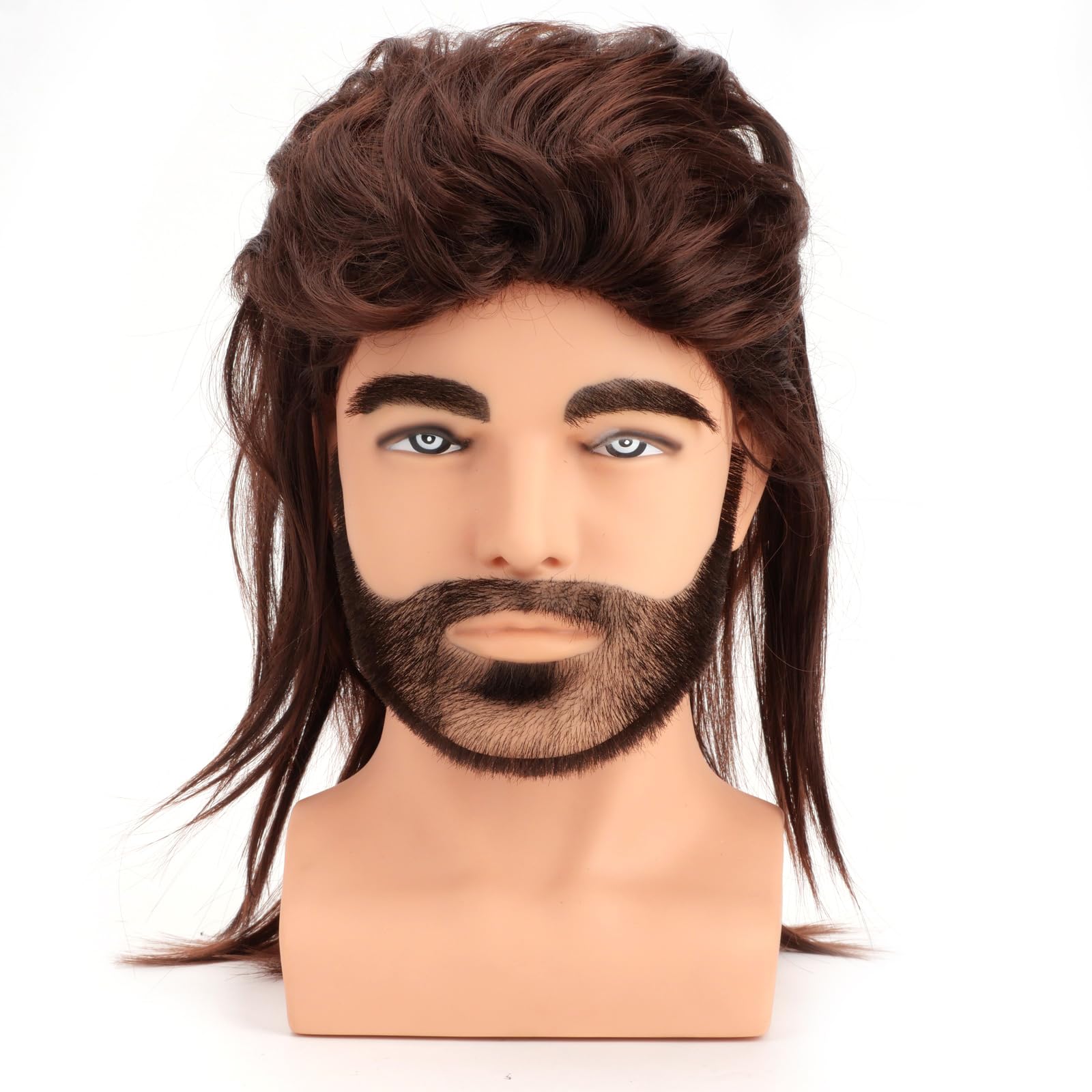 BERRYLION Mullet wig|Mens Wig for Adult|Pop Rock Wigs for Men|Mens Wigs Fancy Dress for 70s|80s Wig (Brown)