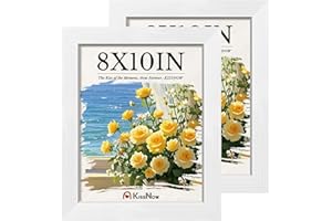 KissNow 8x10 Picture Frame 2 Pack, White Solid Wood Gallery Photo Frame, Wall Hanging or Tabletop Display