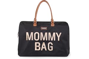 Childhome The Original Mommy Bag – Large Baby Diaper Bag, Mommy Hospital Tote and Travel Tote, Pregnancy Must Haves (Black Gold)