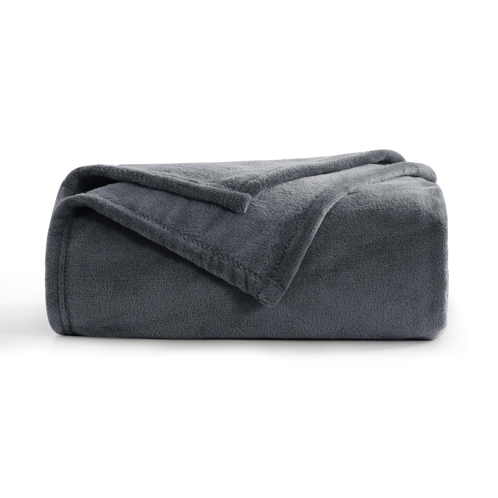 Aisbo Fleece Blanket Dark Grey Throw - Versatile Soft Warm Blanket Fluffy Throws for Sofa Couch Single Size, Cozy Solid Bed Flannel Blanket for Travel, 130x150cm Dark Gray