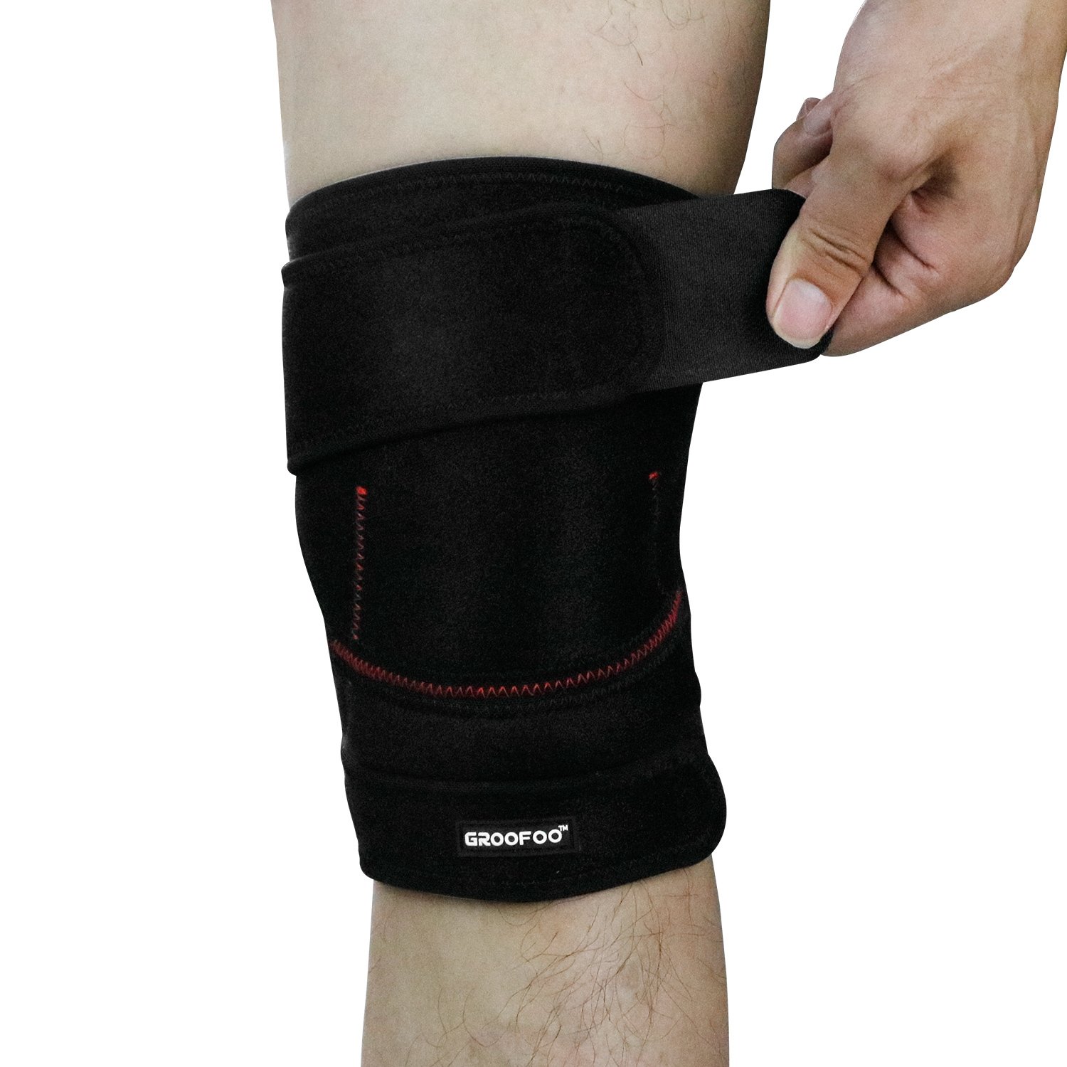 Knee Brace, GROOFOO Patella Knee Brace for Arthritis [Adjustable Knee Brace][Knee Brace Sleeve][Knee Brace Acl Skiing]Ergonomic Arc Design with Lint-free Materials - injured, arthritic knees recovery