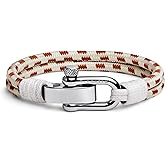 Elegatto Duetto Platinum Rope Bracelet for Men | Double Nautical Nylon Cord with Silver Polished Stainless Steel Shackle Clasp | Waterproof and Fade-Resistant