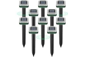 PESTMENTOR 10 Pack Mole Repellent Solar Powered for Lawns, Snake Repellent for Yard, Solar Gopher Repellent Ultrasonic for Outdoor, Get Rid of Mole, Gopher, Snake, Groundhog, Skunk, Voles