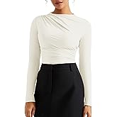 SUUKSESS Women Business Casual Long Sleeve Tops Double Lined Basic T Shirts