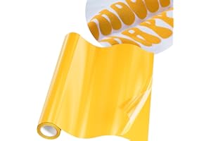 JAVIGA Puff Vinyl Heat Transfer for T-Shirts, 10" x 3ft Yellow Iron on Vinyl Roll for Cricut, All Cutting Machine and Heat Press, Yellow HTV Vinyl for Cloth