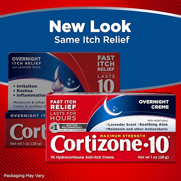 CORTIZONE 10 MAXIMUM STRENGTH OVERNIGHT ANTI-ITCH CREAM, 1% HYDROCORTISONE CREME, LAVENDER SCENT, 1 OZ.