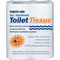 RV/ Marine Toilet Tissue - Toilet Paper for RV and Marine - 1-ply - 4 rolls - Thetford 20804
