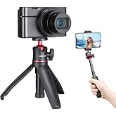 MT-08 Black Mini Tripod for Camera, 1/4" Screw Universal Tripod | Compatible with DJI OSMO 360/Pocket 3/Pocket 4/4Pro/Luna/Insta 360/Xtra/Sony, Extendable Handheld Vlogging Video Table Stand