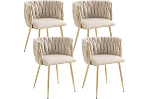 Kiztir Modern Velvet Dining Chair with Gold Metal Legs, Set of 4 Luxury Tufted Dining Chairs for Living Room, Bedroom, Kitchen