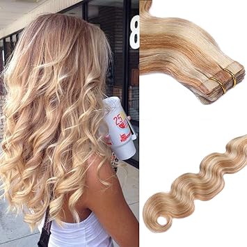 Amazon Com Tape In Hair Extensions 27 Strawberry Blonde To 613