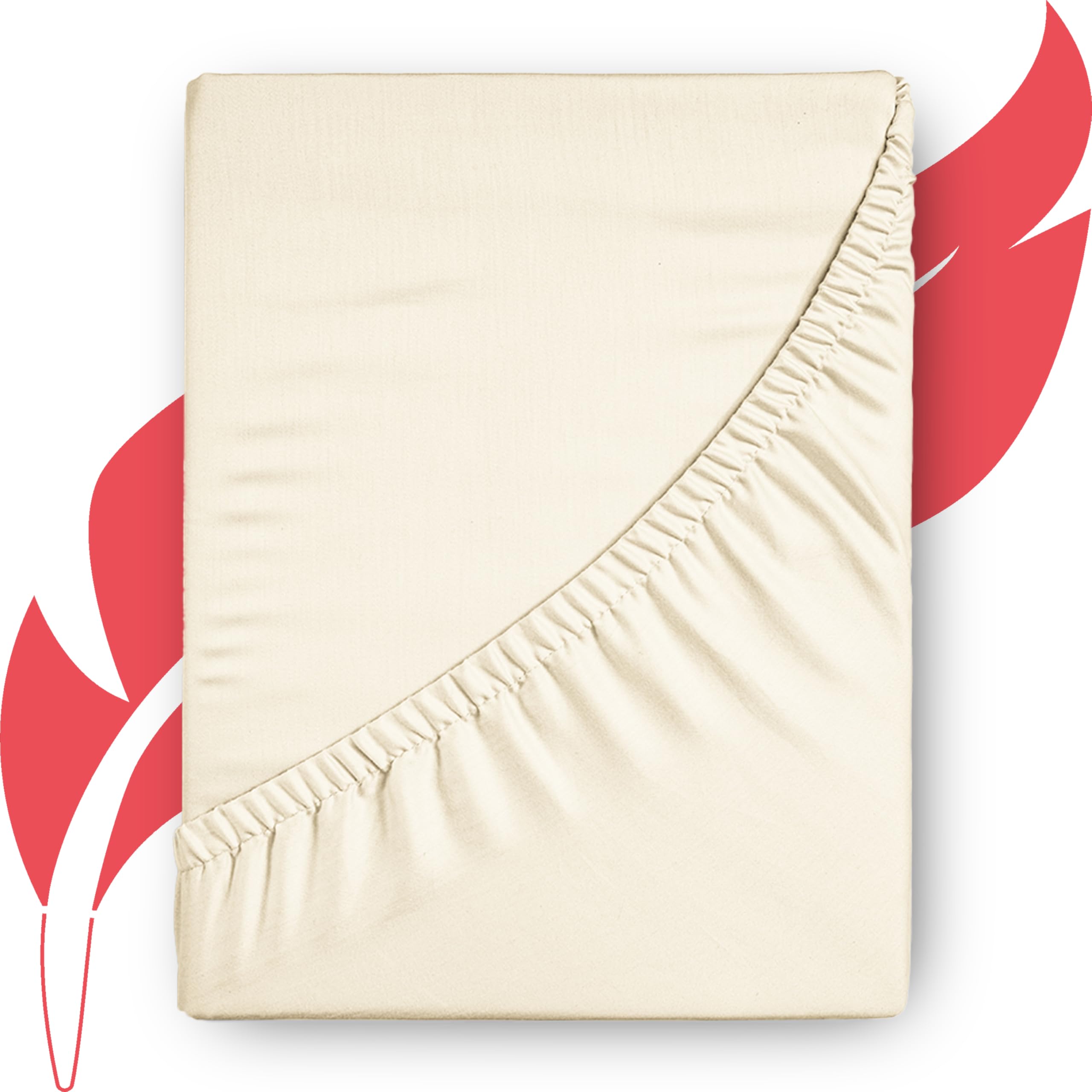 Photo 1 of Ashton Sheets Premium Egyptian Cotton King Fitted Sheet Only - 22" Extra Deep Pocket King Fitted Sheet, Easy Snug Fit, Soft Cooling Sateen Weave, Extra Long Staple Cotton Bottom Sheets - Ivory