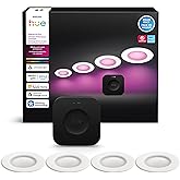 Philips Hue Starter Kit: Bridge Pro & 4 Retrofit Recessed Downlights 5/6-inch, White & Color Ambiance, Dimmable, Smart Light Hub,Works with Voice