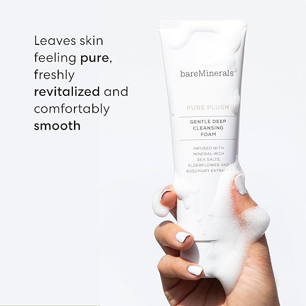 BAREMINERALS PURE PLUSH GENTLE DEEP CLEANSING FOAM, NOURISHING AND SMOOTHING FACE CLEANSER, VEGAN, SLS-FREE FORMULA