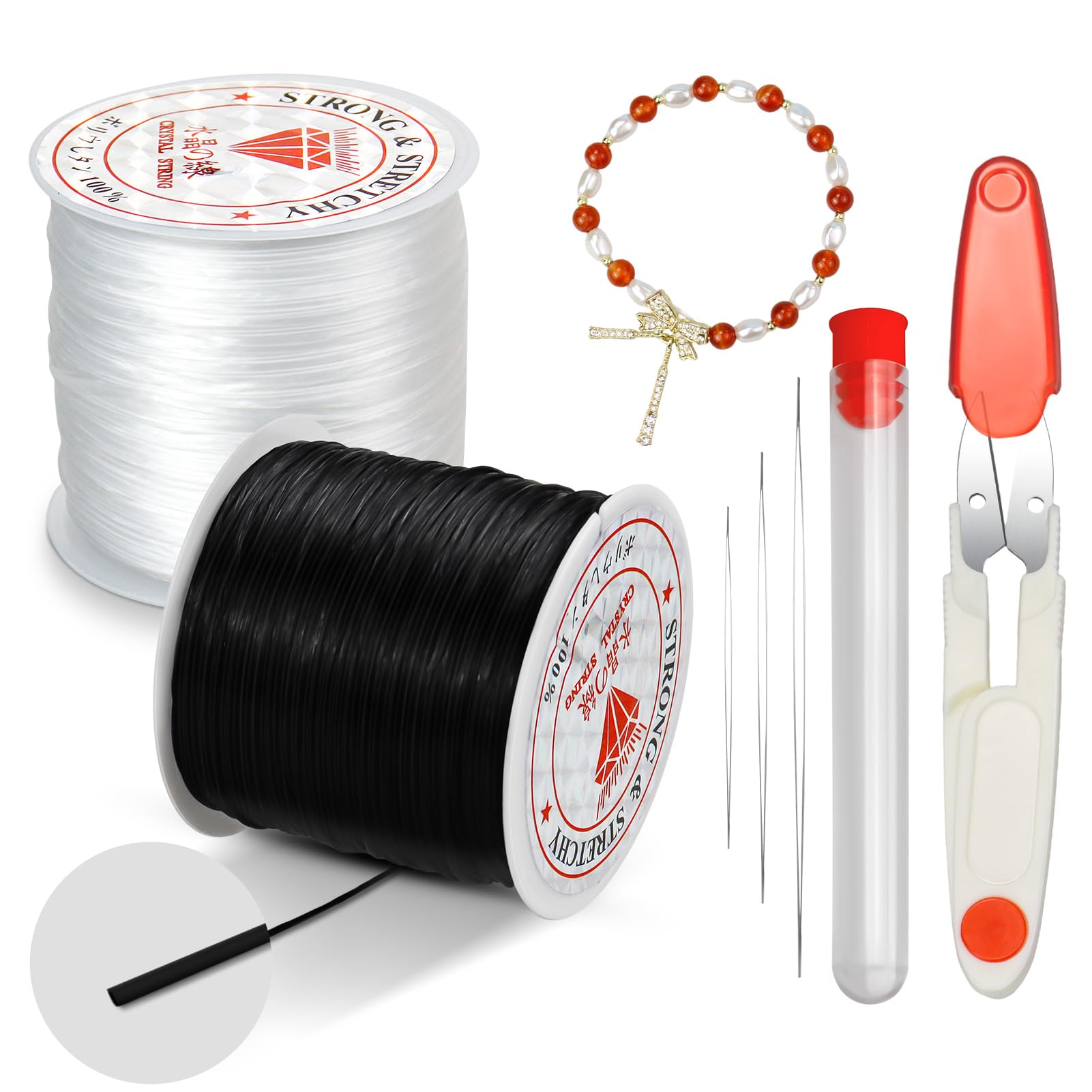 Elastic Bracelet String, 1mm 394Ft Stretchy Bead String Cord, Clear Stretch Cord Thread, Crystal Beading for DIY Bracelet, Necklace and Jewelry Making(60m/roll)