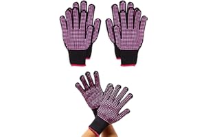 Heat Resistant Gloves for Hair Styling, Curling Iron (Black, Pink, 2 Pairs)