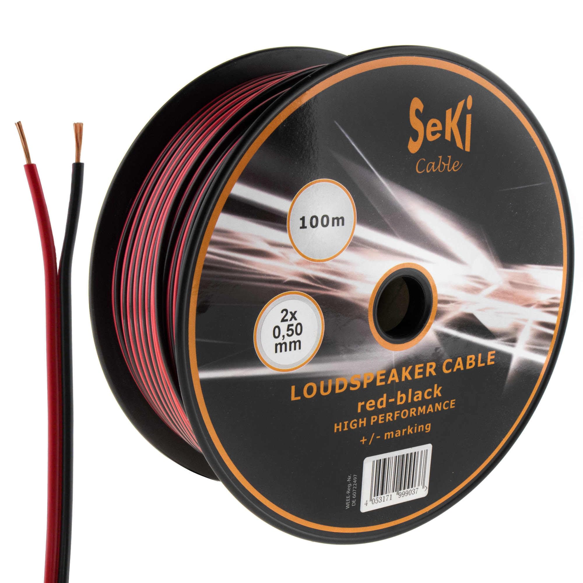 SeKi Speaker Cable 100m Red/Black CCA Audio Cable Box Cable