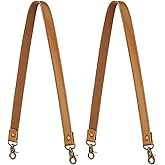 PATIKIL 2pcs Leather Purse Strap Replacement Crossbody, 23.6" Leather Crossbody Strap Universal Long Shoulder Stripe Adjustable for Purses Handbags Bags, Light Brown