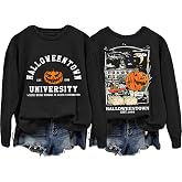 BIEISITI Halloween University Sweatshirts Halloween Town Pumpkin Spooky Women Graphic Fall Pullover
